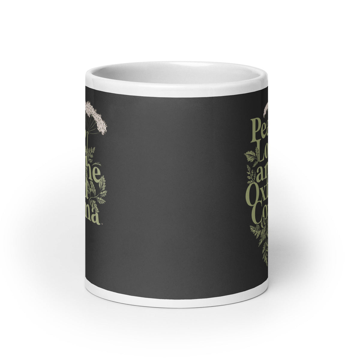 Peace, Love, And The Oxford Comma Mug